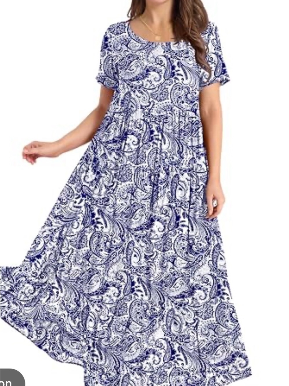 #26 Blue Paisley Short-Sleeve Maxi Dress - Women